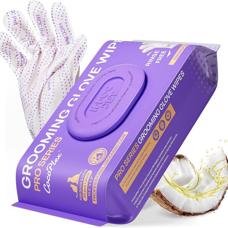 【Restocksale】Hicc PET Glove Wipes,Freshening Grooming Dog&Cat Disposable 20Pcs Pet Hair Removal Tool Satisfied Skin Care Outdoor No-Clean Hypoallergenic Facial Disposable No-Rinse Grooming Formulated for Petwipes Deodorizing Sticky Hair#Petlife