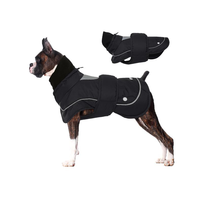 Kuoser Dog Winter Coat, 2-Piece Set Dog Jackets for Large Dogs Winter Waterproof Dog Coats, Reflective Dog Cold Weather Coats, Windproof Turtleneck Pet Puffer Snowsuit Clothes with Harness Hole