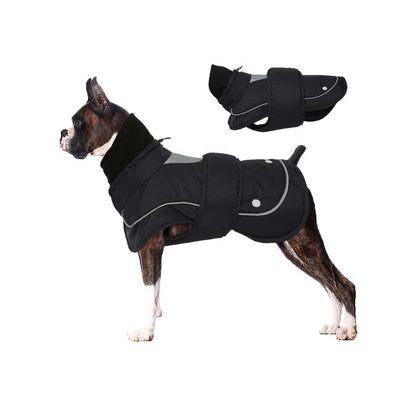 Kuoser Dog Winter Coat, 2-Piece Set Dog Jackets for Large Dogs Winter Waterproof Dog Coats, Reflective Dog Cold Weather Coats, Windproof Turtleneck Pet Puffer Snowsuit Clothes with Harness Hole