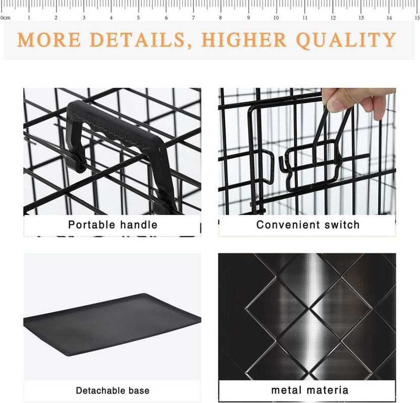 Large Dog Crate, 18/24/36/42/48 Inches Double Door Pet Crate Folding Metal Wire Dog Cage Pet Dog Kennel with Divider Panel, Leak-Proof Plastic Pan, Indoor Outdoor Pet Crates for Medium and Large Breed Pet Animals