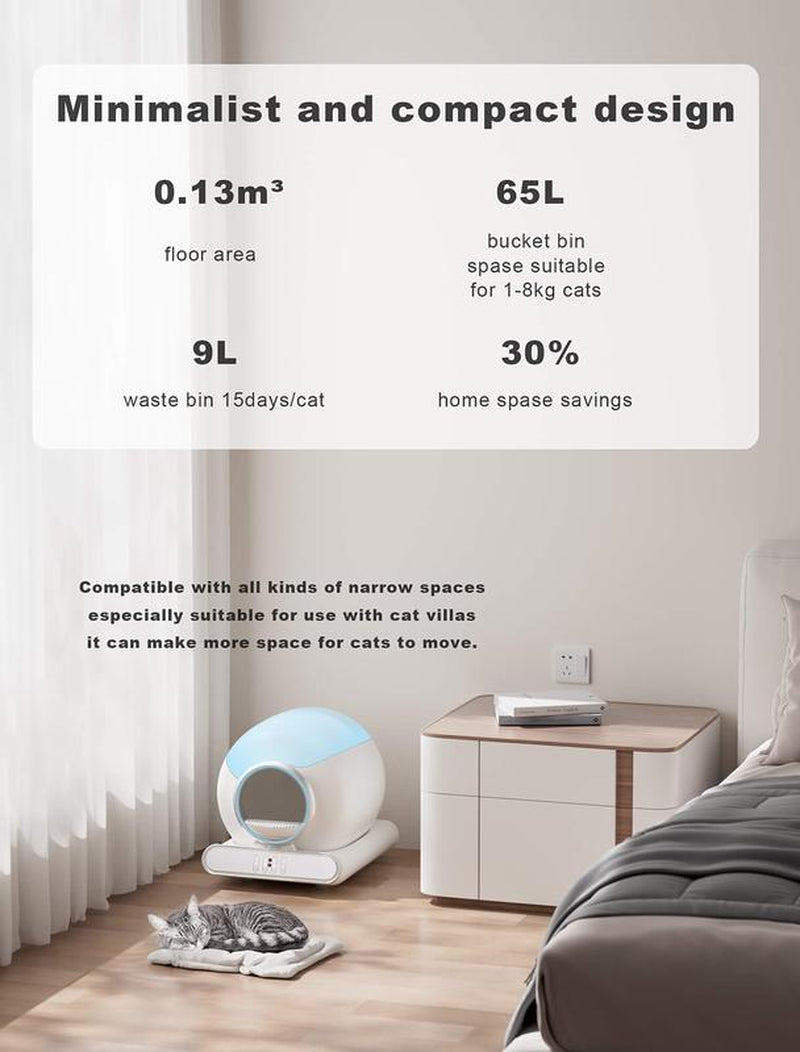 New Generation Self Cleaning Cat Litter Box, Automatic Cat Robot Litter Toilet Box with App Control, Odor-Removel and Security Sensors, 65+9L Large Capacity for Multiple Cats 2-18LB Christmas 2024 Ornament 2024 Christmas Ornament Christmas Ornaments 2024