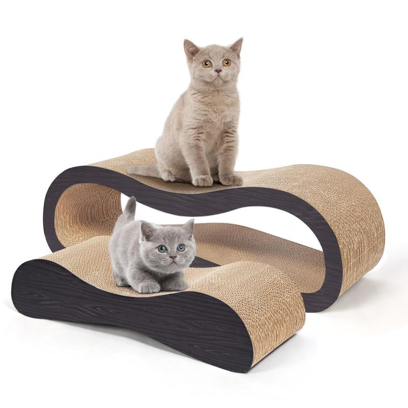 Fluffydream2 in 1 Cat Scratcher Cardboard Lounge Bed, Cat Scratching Board– Sofa Saver, Aesthetic Pet Must-Have, Multi-Purpose Furniture, Wood, Kitten
