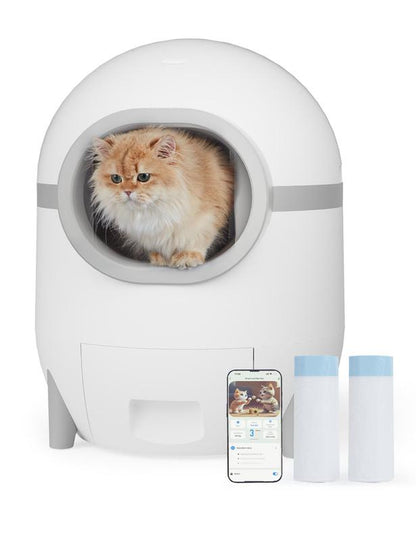 【Pettok】Self Cleaning Cat Litter Box, Automatic Cat Litter Box with Extra Large 60+15L Capacity for Multiple Cats, APP Control Electric Litter Boxes Self Cleaning Includes Trash Bags