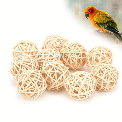 10/20 Pcs Willow Ball, Bird Foraging Toys Natural Bird Toys Chew Small Animal Chew Toy Activity for Parrot Macaw Hamster Guinea Pig Rat Parakeet Cockatiels Conure Finch Budgerigar Lovebird