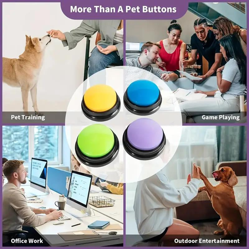 EVERBETTERUS Dog Buttons for Communication, 6 Pcs Dog Talking Button Set, Voice Recording Pet Buzzer Training Buttons, Speaking Button for Dogs with Waterproof Anti-Slip Dog Button Mat and 25 Scene Stickers