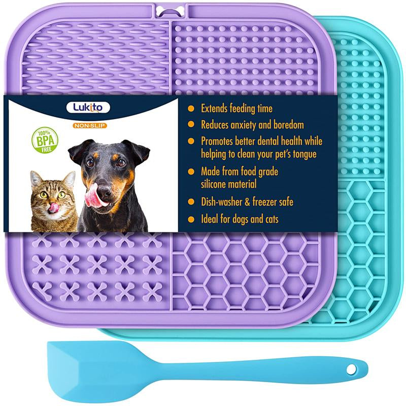 Lick Mat for Dogs & Cats 2 Pack with Suction Cups, Dog Lick Mat for Anxiety Relief, Dog Toys to Keep Them Busy, Peanut Butter Licking Pad for Boredom Reducer, Perfect for Bathing Grooming