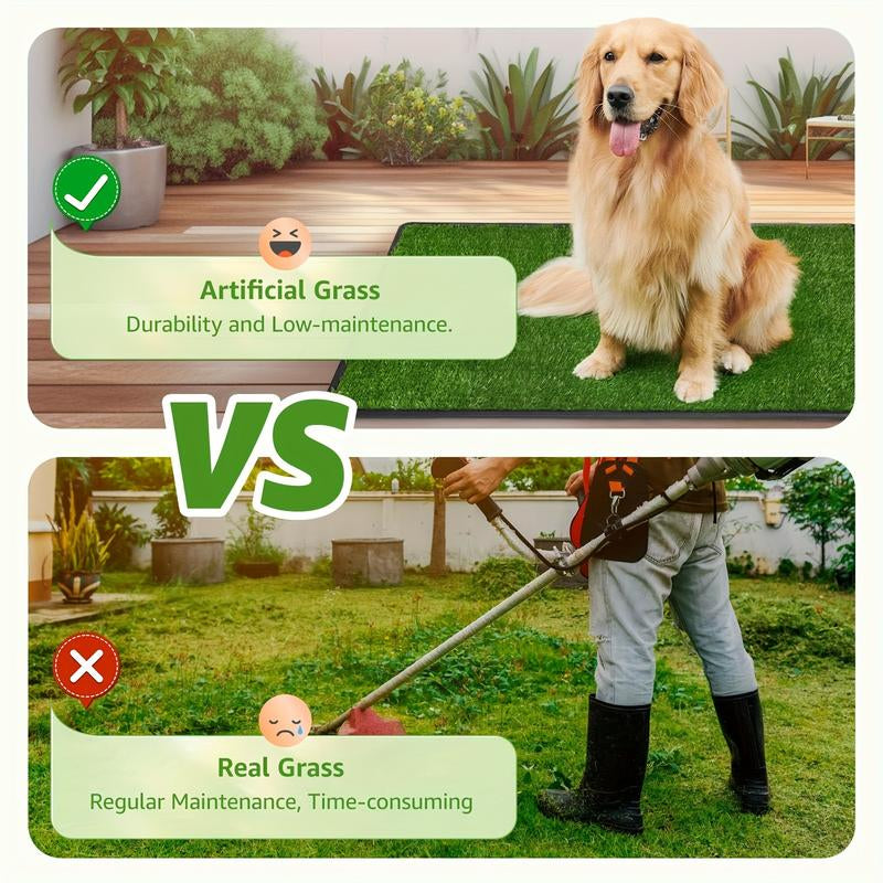 LOOBANI Large Dog Grass Pee Pad P Mat with Tray Quick Absorbency Extra Large Pet Loo for Indoor Outdoor Use Includes 2 Replacement Mats