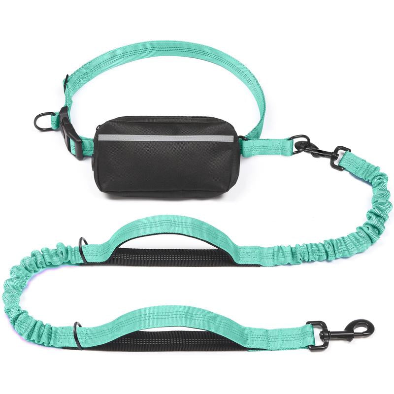 Iyoshop Hands Free Dog Leash with Zipper Pouch, Dual Padded Handles and Durable Bungee for Walking, Jogging and Running Your Dog