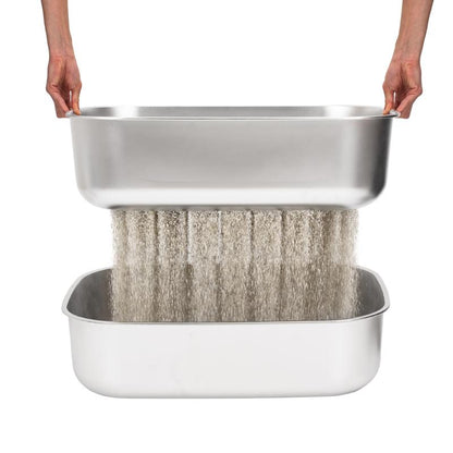 XL Sifting Litter Box for Regular Litter,Stainless Steel Sifting Box, Easy to Clean Catbox with High Sides, Includes Scoop & Transfer Bag