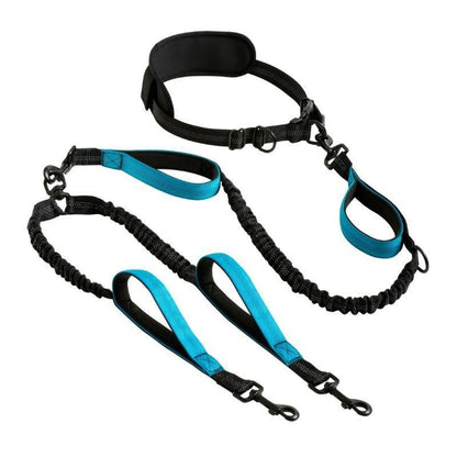 No-Tangle Dual Retractable Dog Leash for 2 Dogs (Up to 100 Lbs, 16 Ft) – Elastic Bungee for Safer Walks, 360° Swivel, Non-Slip Grip