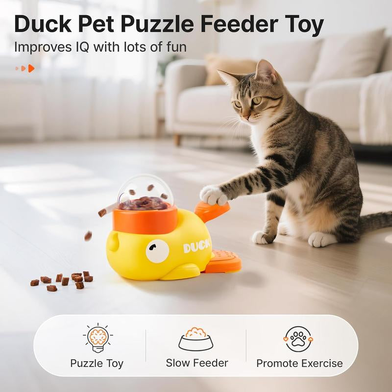 Interactive Dog Food Puzzle Toy,Pet Slow Feeder, Duck-Shaped Treat Dispenser with 3 Size Food Outlet, Dogs Slow Eating Bowl for Reduces Bloating,Encourages IQ Training (Yellow) Feeders Cozyvibes Petlife Pet Feeding Bottle Bottle Food Puzzle Slow Feeder