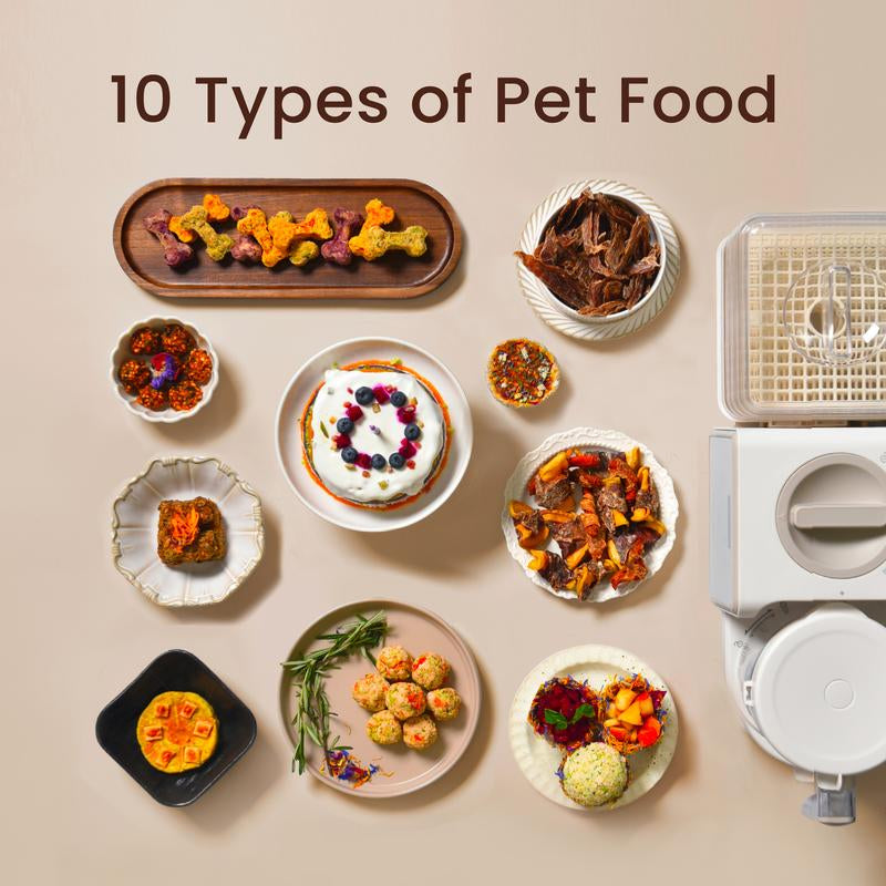 Toptrees Pet Treats Maker - 10 Types of Homemade Fresh Pet Treats & Foods for 5 Pets 5.5-Qt 7-In-1 Cooking Machine with Easy One-Step Touch Panel 100+ Pet DIY Recipes Wet Cat Food Dog Jerky T1 Smart Design