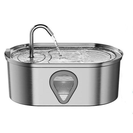 3.5L Large Capacity Pet Water Dispenser Automatic Stainless Steel Cat Water Fountain with LED Lighting