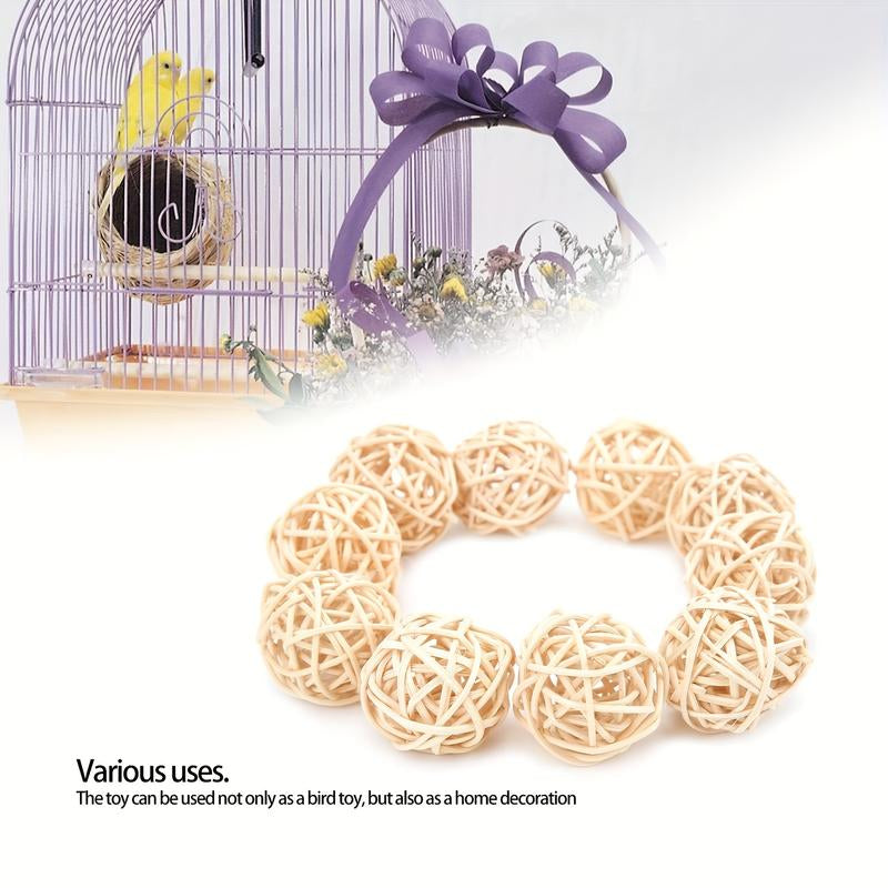 10/20 Pcs Willow Ball, Bird Foraging Toys Natural Bird Toys Chew Small Animal Chew Toy Activity for Parrot Macaw Hamster Guinea Pig Rat Parakeet Cockatiels Conure Finch Budgerigar Lovebird