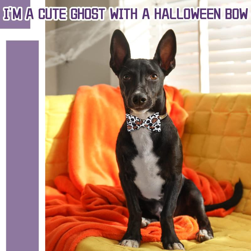 16 Pieces Dog Bow Ties Slide Collar Bows Summer Hawaiian Styles Attachment with Rubber Bands for Large Dogs Spring Independence Day (Horror Style)