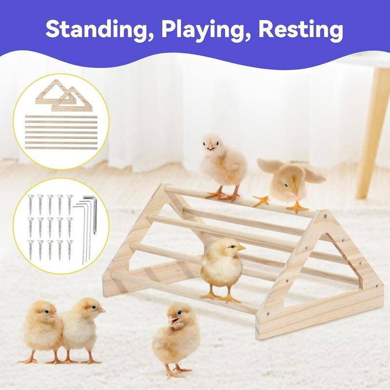 Pawaboo 5-In-1 Chicken Brooder Box for Chick Starter Kit, Includes Pet Cage Tent, Chicks Perch, Chick Feeder, 1.1L Chick Waterer, Baby Chick Supplies (Brooder Set), Green + Red + Wood Color