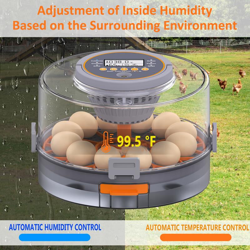 Chicken Egg Incubator 12-40 Eggs Automatic 760° Egg Turner with Digital Display Auto Temperature Humidity Control for Hatching Chicken Duck Quail Eggs High Hatch Rate Poultry Incubator - Hatchery