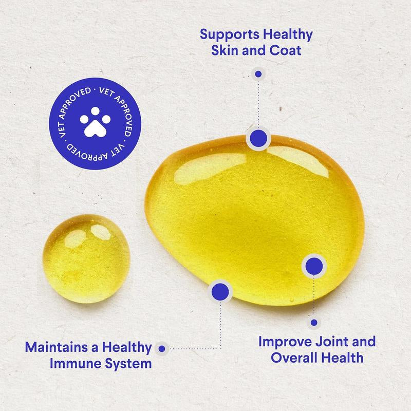 Wonder Paws Omega Max 3X Fish Oil for Dogs - Triple Source with Alaskan Salmon, Cod, and Krill Oil for Coat, Joints & Immune System Support