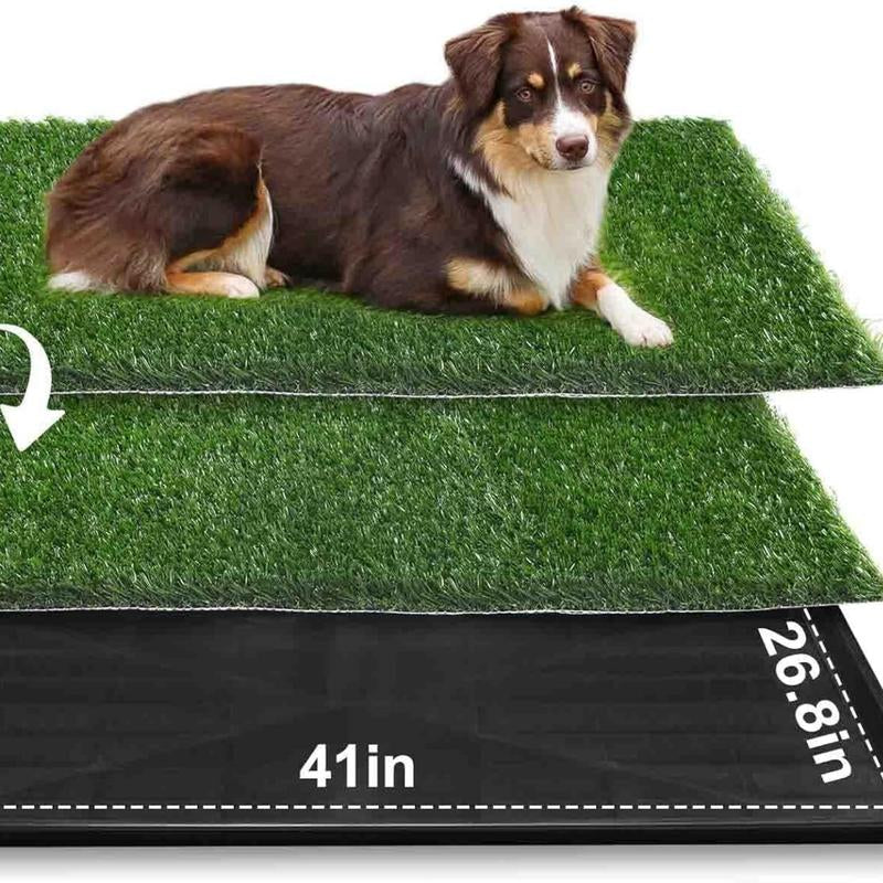 LOOBANI Large Dog Grass Pee Pad P Mat with Tray Quick Absorbency Extra Large Pet Loo for Indoor Outdoor Use Includes 2 Replacement Mats