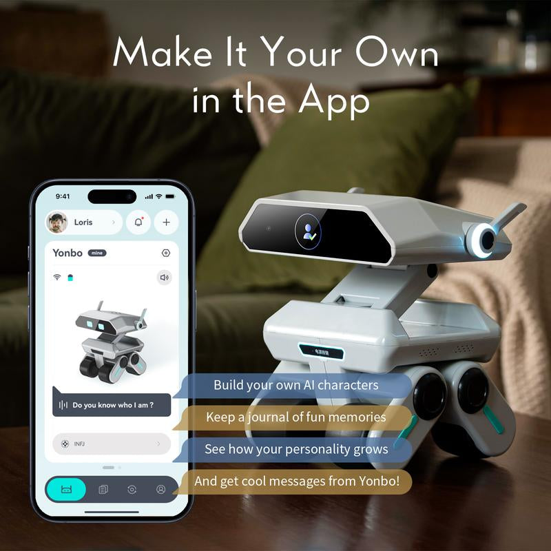 Yonbo AI Robot Companion, Chatgpt Voice Interactive AI Pet with Face Recognition& Emotional Support, Smart AI Toy for Kids & Adults, AI Robot Pet