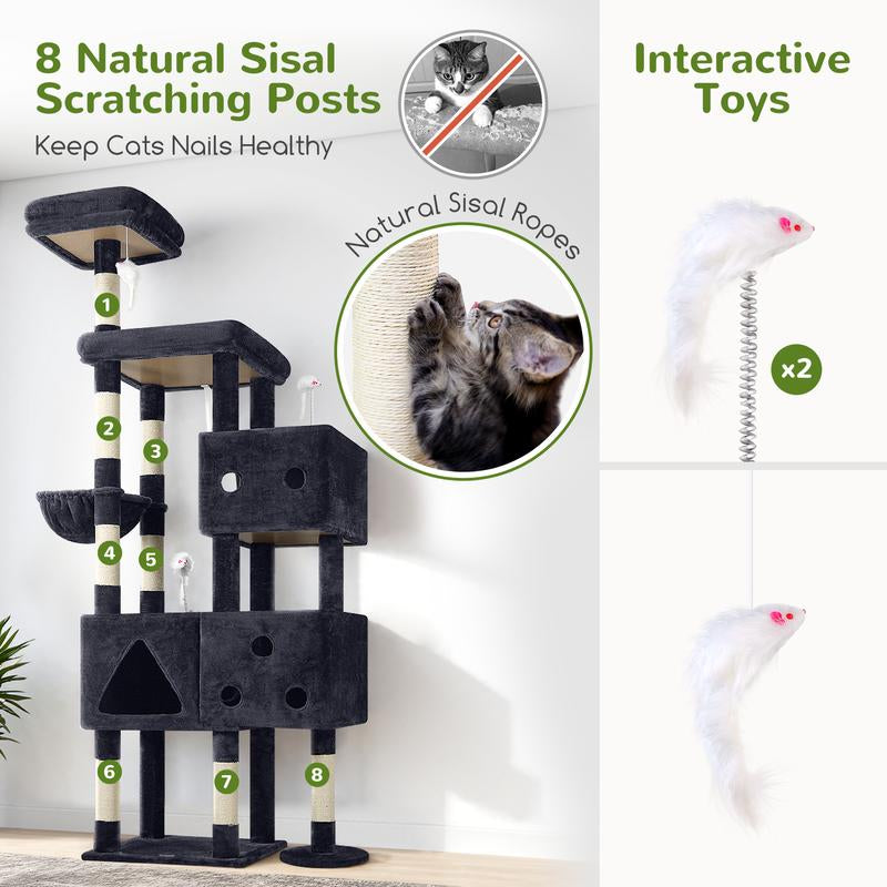Extra Large Cat Tower, 81In Tall Cat Tree for Big Cats with 3 Condos and 8 Scratching Posts for Indoor Adult Cats