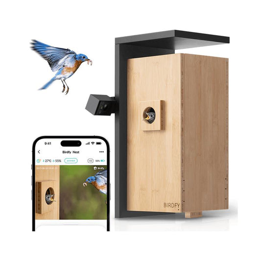 Birdfy-Netvue Smart AI Bird House with 1080P Camera & Night Vision - Fsc-Certified Bird Friendly Design for Feeding Tools - Easy Cleaning & Customize Your Own Bird Nest