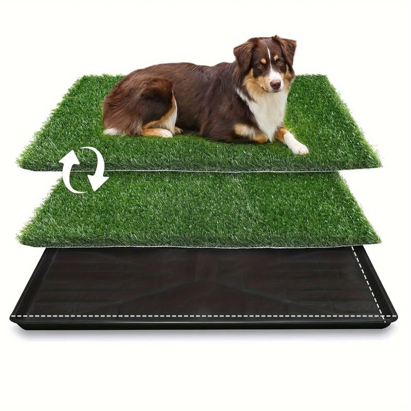 LOOBANI Large Dog Grass Pee Pad P Mat with Tray Quick Absorbency Extra Large Pet Loo for Indoor Outdoor Use Includes 2 Replacement Mats