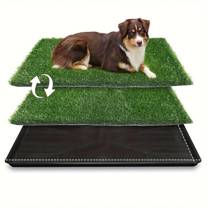 LOOBANI Large Dog Grass Pee Pad P Mat with Tray Quick Absorbency Extra Large Pet Loo for Indoor Outdoor Use Includes 2 Replacement Mats