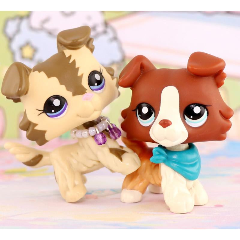 2 PC Mini Pet Shop Shorthair Cat Collie Dachshund Cocker Spaniel Great Dane Dog Pets Animal Toys Compitable with Lps Collectable with Accessories