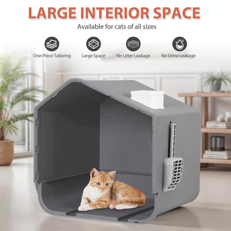 Pet Republic Odor-Free Enclosed Cat Litter Box W/ Litter Scoop & Mat & Tray for Small Cat/Kitten - Privacy and Easy Access