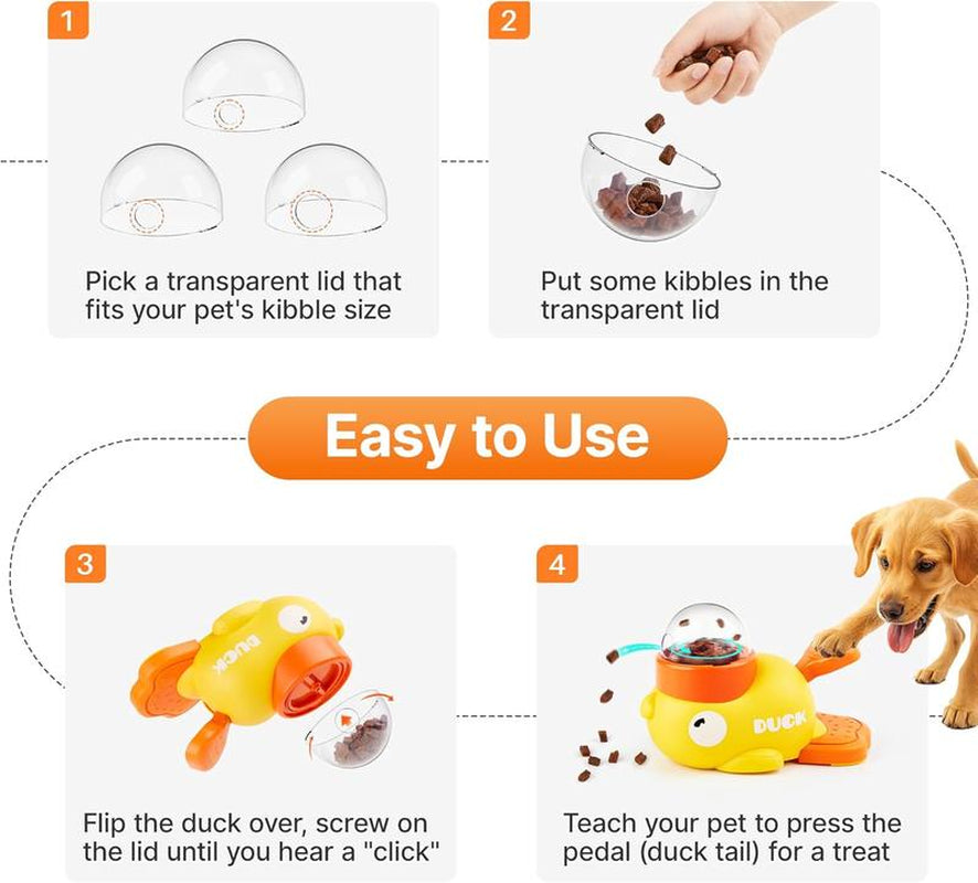 Interactive Dog Food Puzzle Toy,Pet Slow Feeder, Duck-Shaped Treat Dispenser with 3 Size Food Outlet, Dogs Slow Eating Bowl for Reduces Bloating,Encourages IQ Training (Yellow) Feeders Cozyvibes Petlife Pet Feeding Bottle Bottle Food Puzzle Slow Feeder