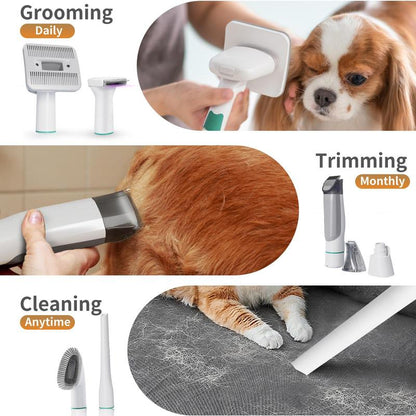 Pet Groomer 7-In-1 Grooming Vacuum for Dogs & Cats with Multi-Pack Attachments for Shedding Grooming and Pet Care Effortless Grooming & Vacuuming 6 Precise Guide Combs Low Noise Design