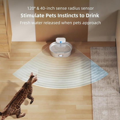Uahpet Stainless Steel Wireless Cat Water Fountain Pro, Cordless Battery-Operated Pet Water Dispenser for Dog Rabbit, Easy to Clean 67Oz/2L