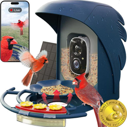 Perchme Smart Bird Feeder with Camera, Solar Powered Bird Watching Camera for Outside, 2K HD Auto Capture Motion Detection with AI Identify, DIY Add-Ons & Seed Scoop, a Ideal Gift
