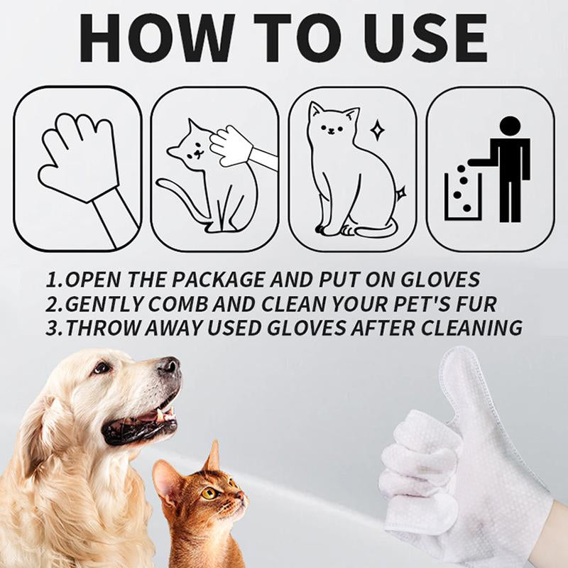 20Pcs Pet Cleaning Gloves Deodorant Bathing Wipes, Hypoallergenic Pet Cleaning Wipes Nourishing Hair Coconut Oil Dog Grooming Wipes, Puppy Bathing Gloves Wipes