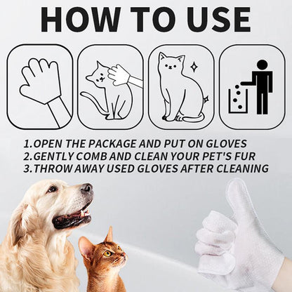 20Pcs Pet Cleaning Gloves Deodorant Bathing Wipes, Hypoallergenic Pet Cleaning Wipes Nourishing Hair Coconut Oil Dog Grooming Wipes, Puppy Bathing Gloves Wipes