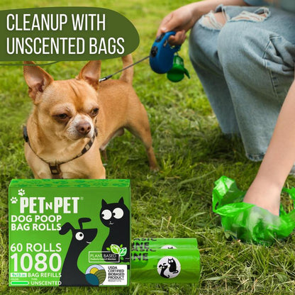PET N PET Dog Poop Bag USDA Certified 41% Biobased Poop Bags 270&1080 Counts 60 Rolls 9X13 Inches Dog Poop Bag