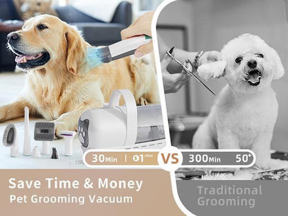 Pet Groomer 7-In-1 Grooming Vacuum for Dogs & Cats with Multi-Pack Attachments for Shedding Grooming and Pet Care Effortless Grooming & Vacuuming 6 Precise Guide Combs Low Noise Design