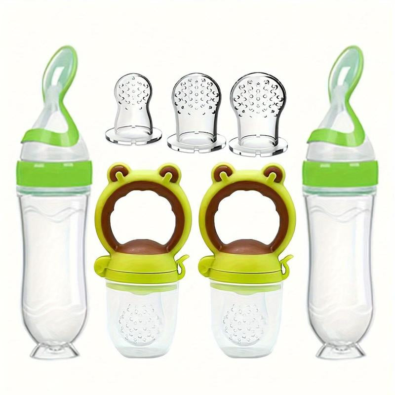 Professional Baby Feeding Set, 7Pcs/Set Silicone Feeding Bottle Spoon, Squeeze Baby Food Dispensing Feeder, Baby Feeding Tools