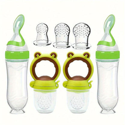 Professional Baby Feeding Set, 7Pcs/Set Silicone Feeding Bottle Spoon, Squeeze Baby Food Dispensing Feeder, Baby Feeding Tools