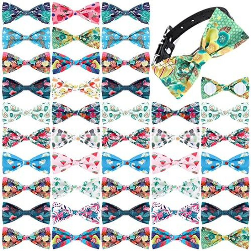 16 Pieces Dog Bow Ties Slide Collar Bows Summer Hawaiian Styles Attachment with Rubber Bands for Large Dogs Spring Independence Day (Horror Style)