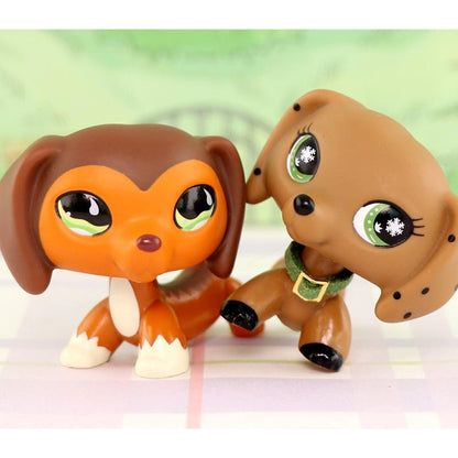 2 PC Mini Pet Shop Shorthair Cat Collie Dachshund Cocker Spaniel Great Dane Dog Pets Animal Toys Compitable with Lps Collectable with Accessories