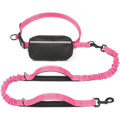 Iyoshop Hands Free Dog Leash with Zipper Pouch, Dual Padded Handles and Durable Bungee for Walking, Jogging and Running Your Dog
