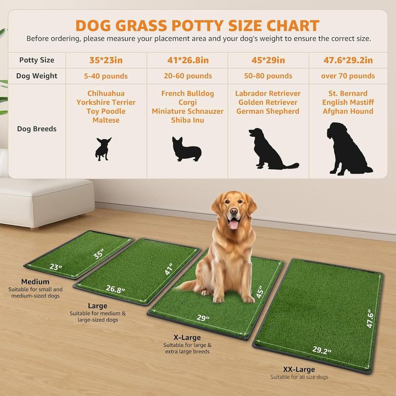 LOOBANI Large Dog Grass Pee Pad P Mat with Tray Quick Absorbency Extra Large Pet Loo for Indoor Outdoor Use Includes 2 Replacement Mats