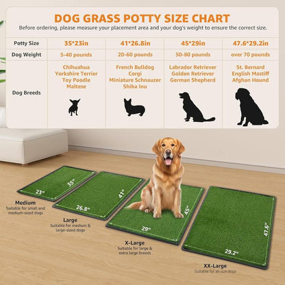 LOOBANI Large Dog Grass Pee Pad P Mat with Tray Quick Absorbency Extra Large Pet Loo for Indoor Outdoor Use Includes 2 Replacement Mats