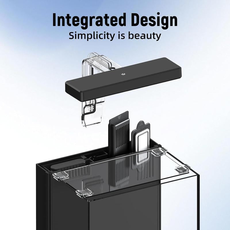 Fish Tank with Filter & Light, Beta Fish Aquariums, 2 Gallon Self Cleaning Fish Tanks for Kids & Starter, Black