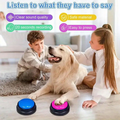 EVERBETTERUS Dog Buttons for Communication, 6 Pcs Dog Talking Button Set, Voice Recording Pet Buzzer Training Buttons, Speaking Button for Dogs with Waterproof Anti-Slip Dog Button Mat and 25 Scene Stickers