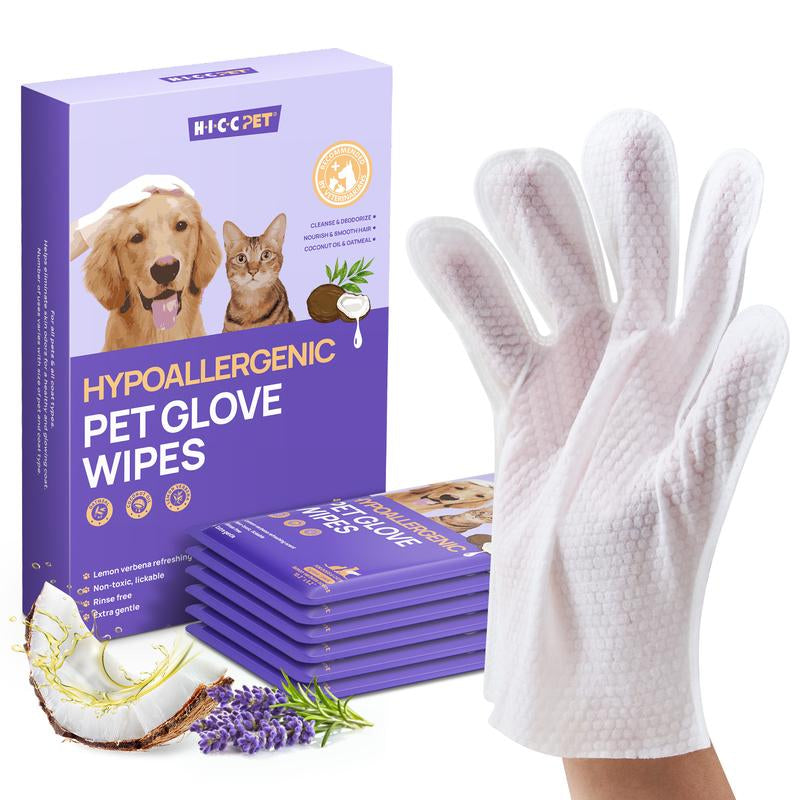 【Restocksale】Hicc PET Glove Wipes，Freshening Grooming Dog&Cat Disposable 20Pcs Pet Hair Removal Tool Satisfied Skin Care Outdoor No-Clean Hypoallergenic Facial Disposable No-Rinse Grooming Formulated for Petwipes Deodorizing Sticky Hair#Petlife
