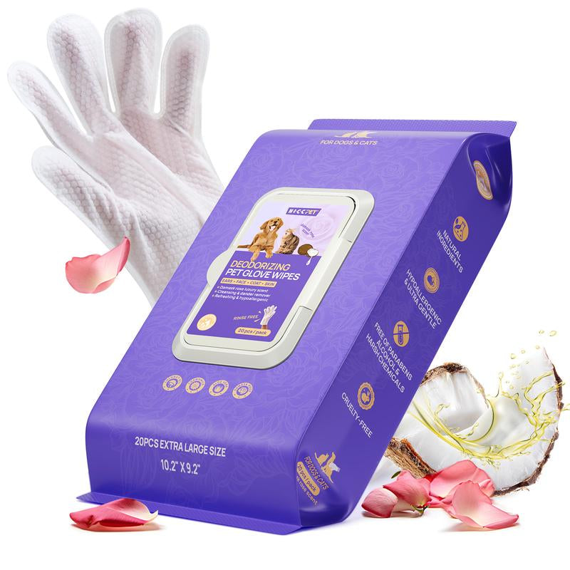 【Restocksale】Hicc PET Glove Wipes，Freshening Grooming Dog&Cat Disposable 20Pcs Pet Hair Removal Tool Satisfied Skin Care Outdoor No-Clean Hypoallergenic Facial Disposable No-Rinse Grooming Formulated for Petwipes Deodorizing Sticky Hair#Petlife