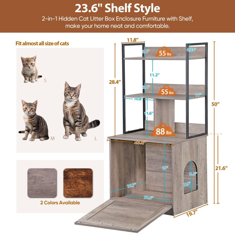 Pet Republic Odor-Free Enclosed Cat Litter Box W/ Litter Scoop & Mat & Tray for Small Cat/Kitten - Privacy and Easy Access